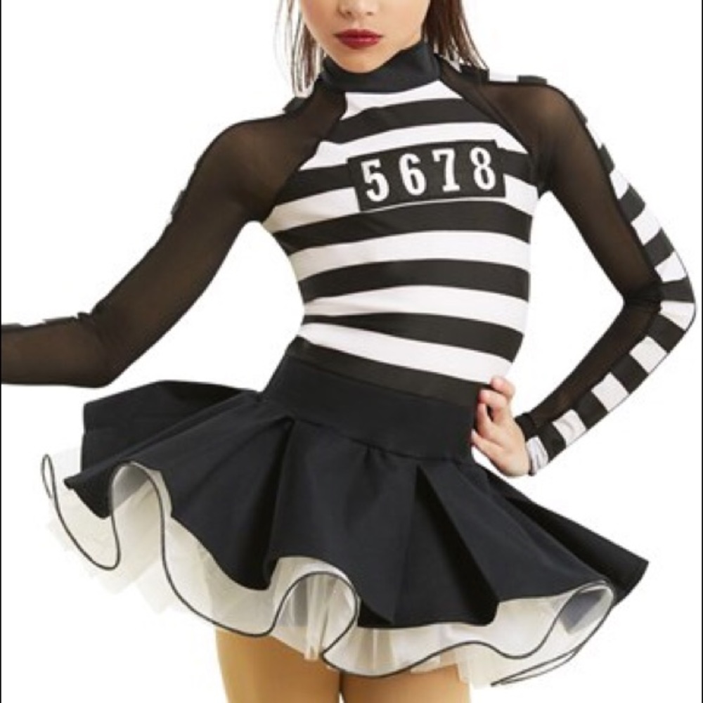 Girls jail costumer with shorts underneath